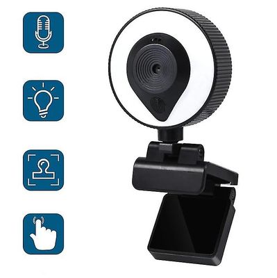 Coosilo Usb-webcam med mikrofonfyldlys 1080p fuld hd