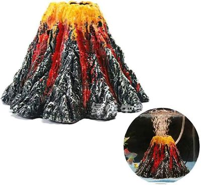 2024 Aquarium Volcano Ornament Kit, Fargerik Led Stone Bubbler Air Light, Air Stone Bubbler Volcano