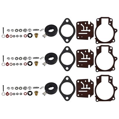 3 x Forgasser Carb Rebuild Repair Kit og Float Fit for Johnson Evinrude 396701 65 70 75 Svart