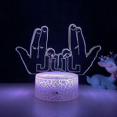 LED yövalo julkkis JUL faneille Makuuhuoneen sisustusvalaistus Syntymäpäivälahja Paristokäyttöinen värinvaihto 3D-lamppu heinäkuu Sininen