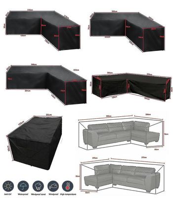 L-form Rattan Corner Furniture Cover - Vanntett utendørs sofabeskytter for hageterrasse (størrelse 12, Anti-støv) 300*300*98cm