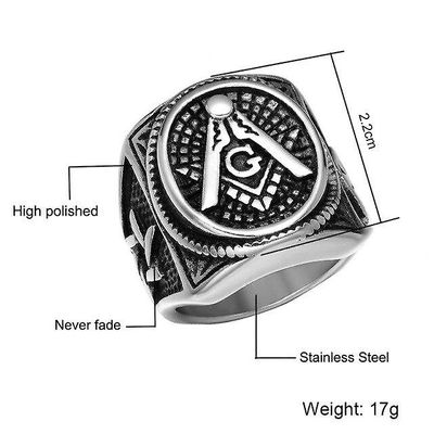 Bricks Masons Master mason firkantet og kompas signe frimurerisk ring-forskellige farver A 9
