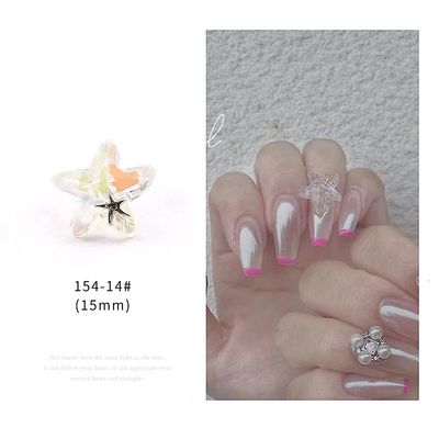 Nail Art smykker Pearl Skaldyr Søstjerner Love Pendant Ring Tide Nail Diamond 15414 sølv