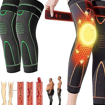 Yyelv Selvoppvarming Knekompresjonshylser, Mugwort Akupressur Selvoppvarmingsstøtte Brace Shaping Sports Knee Pads For Menn Kvinner Grønn XL