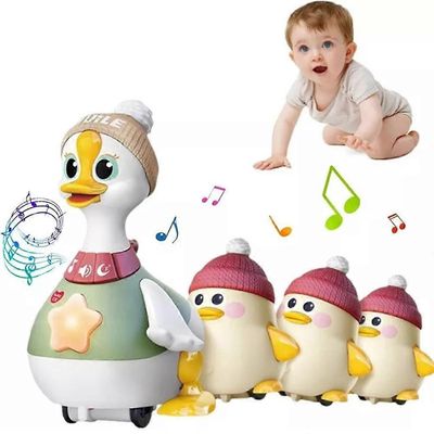 Tummy Time Duck perhe, Tummy Time Duck Toy, Walking Duck with Baby Ducks 1kplHanhiäiti*3kplHanhenpoikanen
