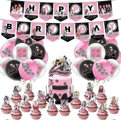 Wjiaer Heytea Blackpink -juhlatarvikkeet faneille syntymäpäiväjuhlien koristeet - 1 Blackpink Party -banneri 18 Blackpink Party -ilmapalloa 17 Blac...