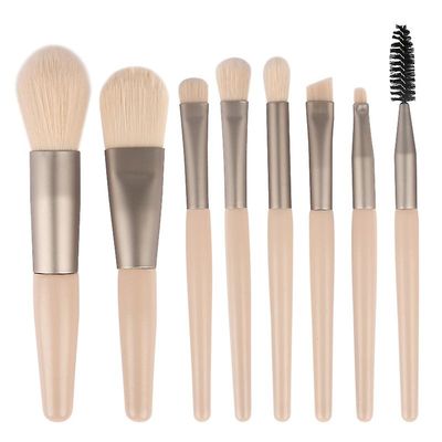 8 Børster Skønhedsværktøjer Blød hår makeup børste sæt træ håndtag bærbare Mini Blush makeup børste sæt Abrikos