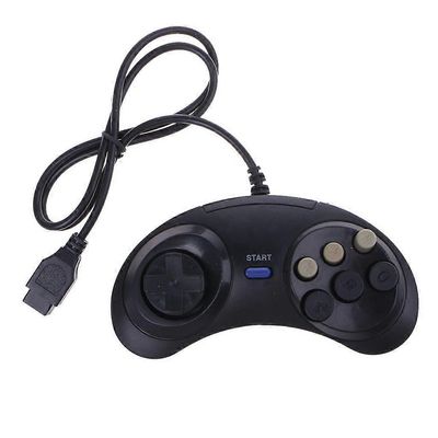 6-painikkeinen langallinen ohjainlevy peliohjain Mega Drive Megadrive Megadrive Sega MD Genesisille Musta