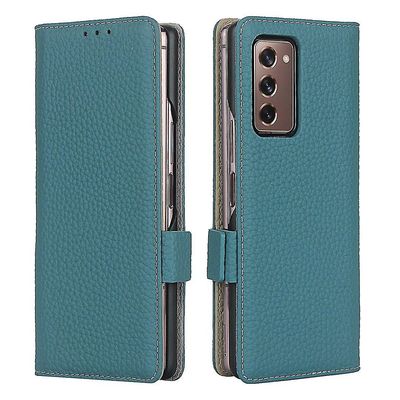 Samsung Galaxy Fold 2 musta iskunkestävä puhelinkotelo korttipaikan lompakkoon Sky blue