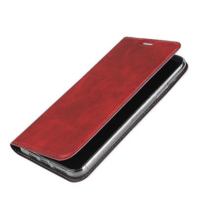 Iphone7 Plus / 8 Plus musta nahkainen iskunkestävä puhelinkotelo korttipaikan lompakkoon Viininpunainen