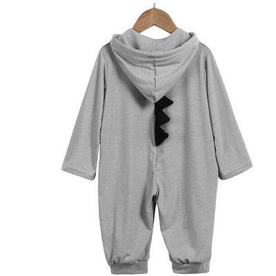 Liltop Dinosaur Kostume Nyfødte Baby One Piece Hætteklædte Romper buksedragt Playsuit Grå 6 Months
