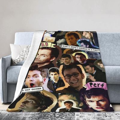 Fleece teppe Super myk lett koselig luksus flanell seng teppe, David Peter Tennant fluffy plysj sofa 80x60in 200x150cm