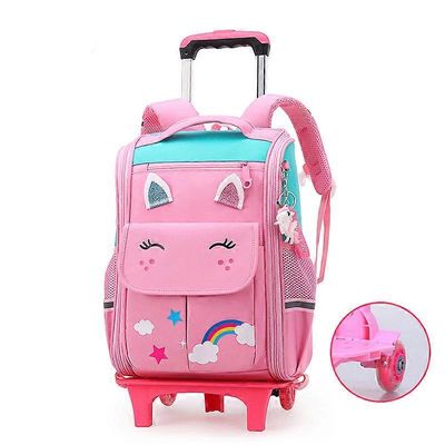 Redkid Koulupyöräreppu tytöille Koulukärrylaukut pyörillä Koulun rullareppu pojille Pyörillä varustettu reppulaukku lapsille Vaaleanpunainen