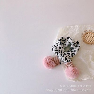 Personlighed Leopard Print Cross Vinter Pels Pære Baby Varm Hagesmæk Sæt hvid