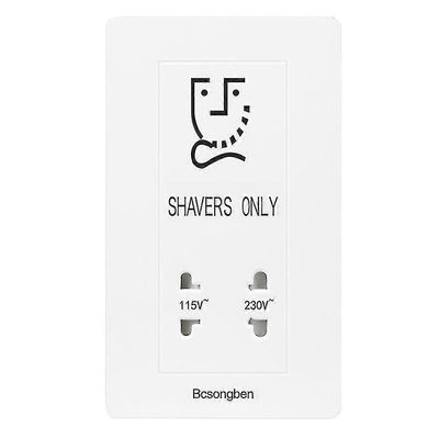 Parranajokoneen pistorasia kylpyhuone-, hotelli- ja kotikäyttöön - kristallilasi pistorasian kansi Valkoinen 8.6X14.6CM