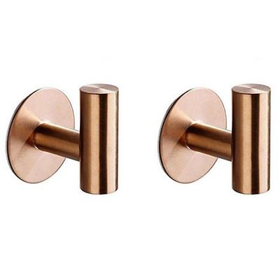 2stk baderomskrok krok i rustfritt stål kraftig krok for bad kjøkken stue hotellfrakkkrok (neglefri) Rose Gold