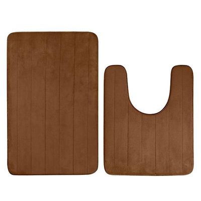 2pcs/set Skridsikker Hukommelse Skum Bad Tæppe + Vaskbar Toilet Mat Sæt Vand absorption til Home Grå