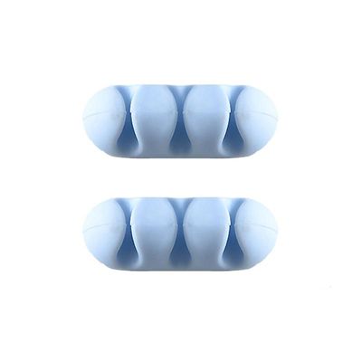 4pcs Desktop Cable Manager Selvklæbende Wire Fixing Data Line Blå
