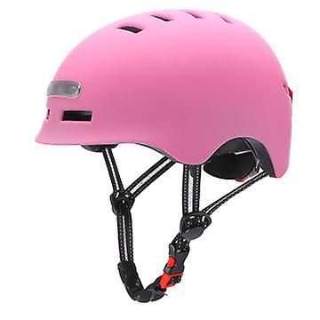 Forlygte til cykelhjelm og advarselslampe bagtil Pink L