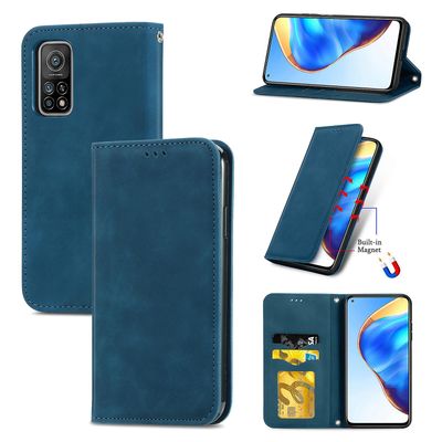 Gangxun Sag For Xiaomi Mi 10t/10t Pro Magnetisk Lukning Læder Tegnebog Cover Housse Etui Shockproof - Blå