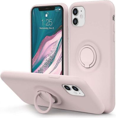 360° kääntyvä rengaspidikekotelo iPhone 11:lle, korotettu huulikameran suoja nestemäinen silikonikotelo iPhone 11:lle - iskunkestävä ja tyylikäs