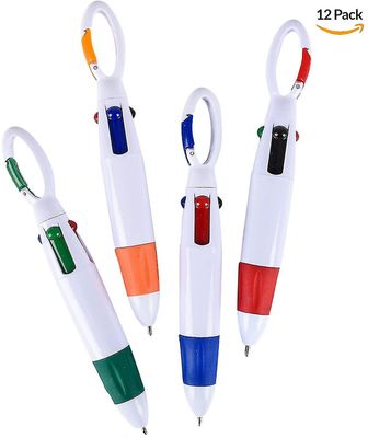 Pakke med 10 Mini 4-i-1 multi-farvede ink ballpoint penne med nøglering 5pcs
