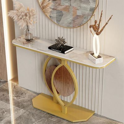 Slank marmor konsollbord moderne hallbord gull sokkelbord Hvit