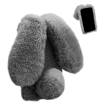 Gangxun Sag til Samsung Galaxy A20e Cute Fluffy Bunny Furry Rabbit Fur Cover Plys sag med ører og pels bold beskyttende sag Cute Legetøj Girls - Pi...