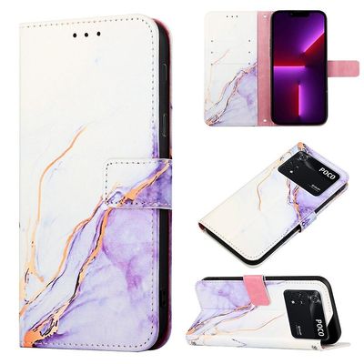 Gangxun Kompatibel med Xiaomi Poco M4 Pro 4g taske tegnebog, marmorkortholder Pu læder tegnebog C2