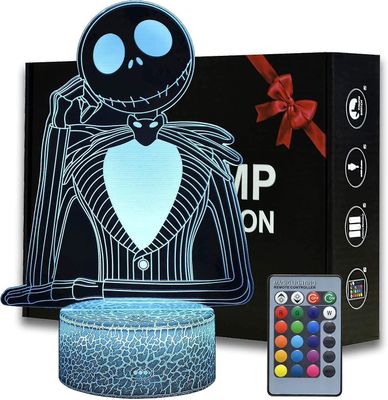 Heytea Halloween Town kurpitsa King Jack Skellington 3d Illusion Night Light, Anime Desk Lamppu kaukosäätimellä lasten makuuhuone, luova valaistus ...