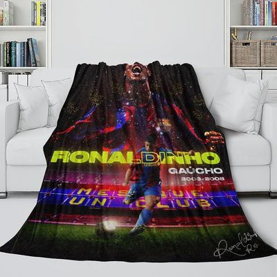 Ronaldinho plysj teppe - Fotball for barn tenåringer Voksne - Fuzzy Teppe For Sovesofa Chair Kontor Reise Utendørs Innredning - Christmas Birthday ...