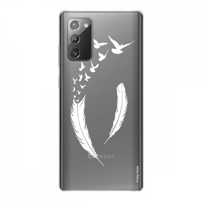 Crazy Kase Hull For Samsung Galaxy Note20 i silikone fleksibel 1 mm, fjer og flyvning fugle