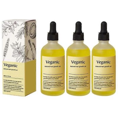 1/2/3kpl luonnollinen hiusten kasvuöljy, vegaaninen luonnollinen hiusten kasvuöljy hiustenhoito 60ml 3PCS