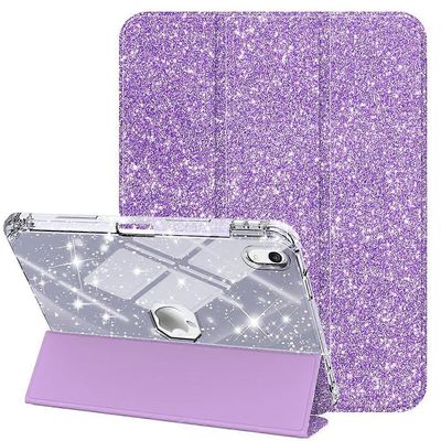 iPad (2025)/iPad 10.9 (2022) -kotelo kynäpaikalla Kolmitaitettava jalusta Glitter Suojaava Tabletti Monivärinen Light Purple