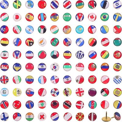 Creative Push Pins National Flag Thumbtack Country Map Push Pins Til Opslagstavle, Kort, Kontor (100 stykker, Assorterede lande Mønster)