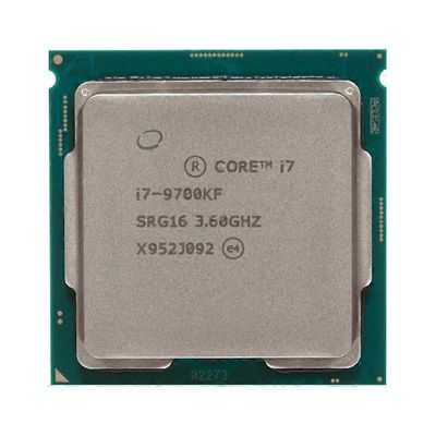 Core i7-9700KF -suoritin - kanta LGA 1151 8 ydintä, 8 säiettä, 3,6 GHz, 12 Mt L3-välimuisti, 95 W.