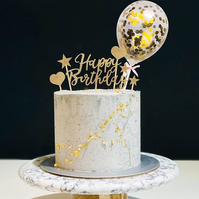 Tillykke med fødselsdagen Kage Topper Sæt DIY Konfetti Ballon kage Indretning Rose Guld Stjerne Cupcake Dekoration Fødselsdag Indretning Kid Girl Boy