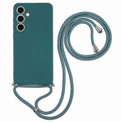 Yhteensopiva Samsung Galaxy S25+ Crossbody-kotelon kanssa Joustava TPU-kuituvuori iskunkestävä puhelimen kuori Turkoosi