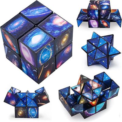 Lingjia 2kpl Star Sky Magic Cube Planet Infinity Cube Educational 3D-palapelilelu stressin lievityslahja aikuisille lapsille