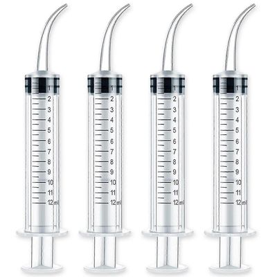 4 kpl pakkaus 12ml hammasruisku kaarevalla kärjellä, 12cc kertakäyttöinen hammaskasteluruisku suun kautta tapahtuvaan hammashoitoon, nielurisakivie...