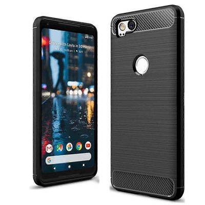 Linkrunning Kotelo Pixel 2 XL -erittäin ohuelle hiilikuidulle, iskunkestävä musta