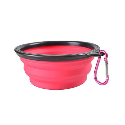 1000ml Sammenklappelig Hund Pet Folding Silikone Skål, Pink Color