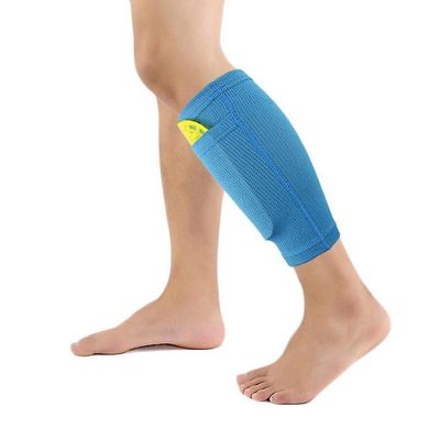 Yunshu Voksen Ungdom Soccer Shin Guard Socks Åndbar Leg Performance Support Fodbold Supplies blå M