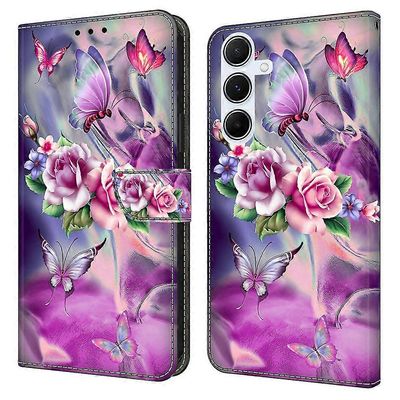 Samsung Galaxy A16 5G 4G -kotelolle 3D-kuvio PU-nahkainen lompakko puhelimen kansi jalustalla - perhosia Monivärinen Butterflies Flowers