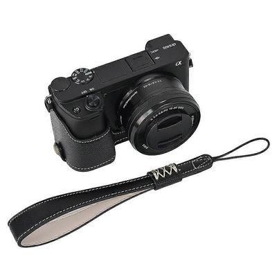 Tyypin A kamerakotelo Sony A6400 / A6300 / A6100 / A6000 akun avaamisen muotoilu kämmenen tekstuuri PU-nahka Monivärinen Style A