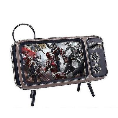 Coosilo Trådløs Bluetooth-højttaler retro tv mobiltelefon beslag 2 i 1 brun