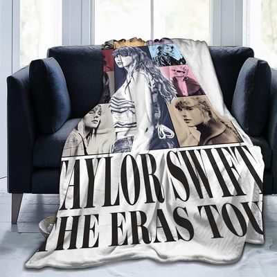 Taylor Swift Singer Blanket Flanell Kast tepper Gaver til musikkelskere Merchandise for soverommet så Svart 80x60inche