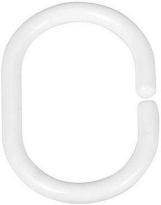 Linkrunning Badeforhængsringe sæt med 24 - oval, Plast, 3 x 4,5 cm, Hvid Som vist As shown