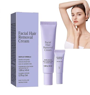 unbrand Kasvojen karvanpoistovoide + rauhoittava seerumi, karvanpoisto epilaattorivoide turvallinen herkälle iholle, rauhoittava hellävarainen koos...