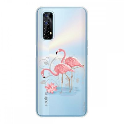 Crazy Kase Shell til Realme 7 i blød silikone 1 mm, Pink flamingo